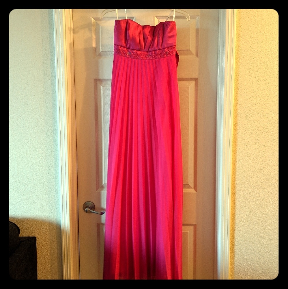 Hot Pink Strapless Formal Gown - Prom Pageant